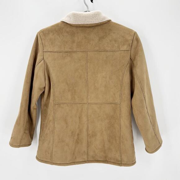 SHAVER LAKE Faux Suede Sherpa Lined Jacket sz xl Front Zip Tan Exposed Seams - Picture 2 of 7